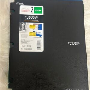 Mead Five Star Black 2-Pocket Folder